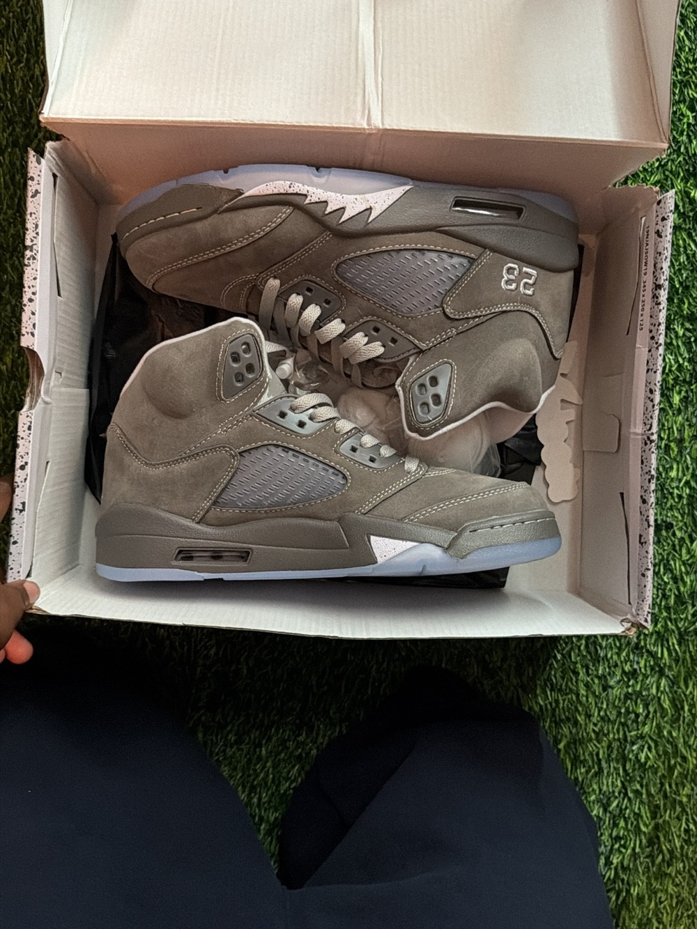 Jordan Olive Gray Suede High-Top Sneakers
